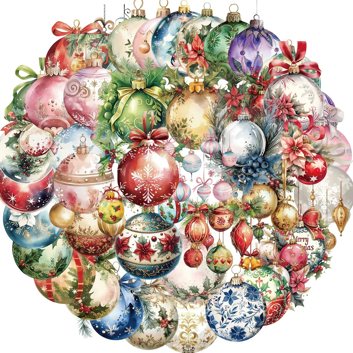50 Christmas bell stickers Pcs Cute Christmas Decal Sticker Vinyl Stickers for Water Bottles, Scrapbooking, Scrapbook Accessory & Crafts – Fun Holiday Party Favors, Xmas Gifts for Kids & Adults
