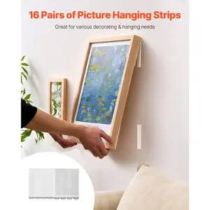 fathersdaygift  VEVOR Picture Hanging Strips, 16 Pairs, Large Picture Hangers with Removable Adhesive, Hook Loop Strips, Wall Hanging Strips for Damage Free Picture Hanger, Mounting of Photos, Frames, Wall DecorVEVOR Super Brand Day