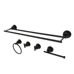 Modern Concord 5 Piece Bathroom Accessory Sets - Matte Black
