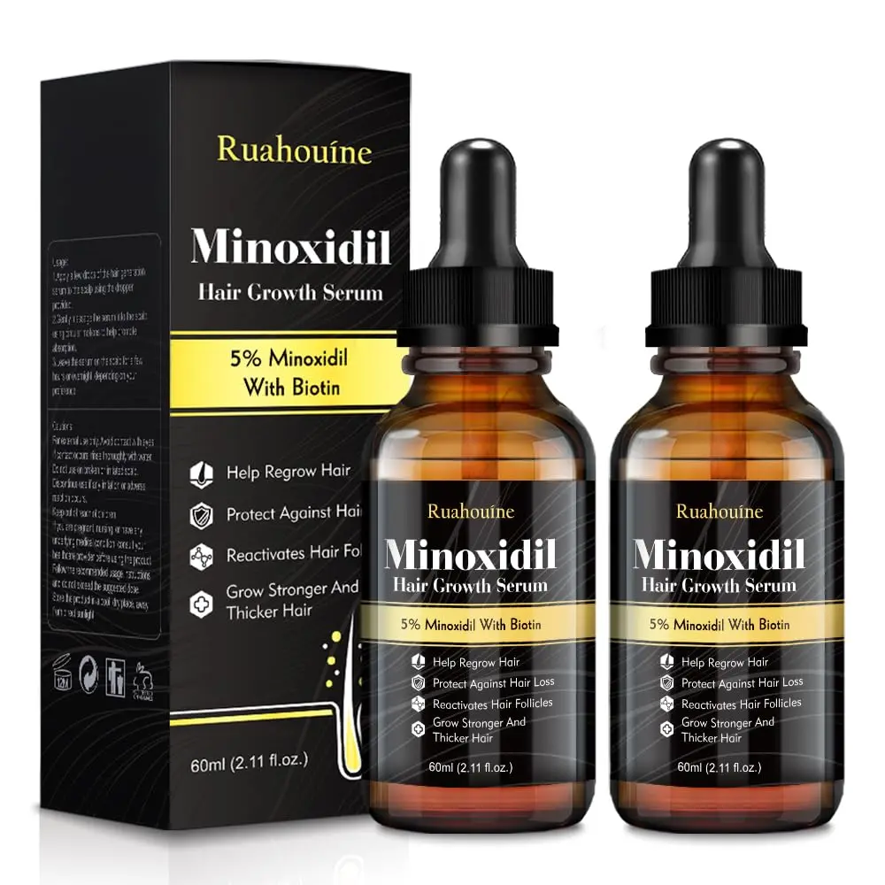 5% Minoxidil Hair Growth Serum, Hair Regrowth Treatment for Men and Women, Strengthens and Thickens Hair for Fuller, Longer Results, Beard and Facial Hair Enhancer