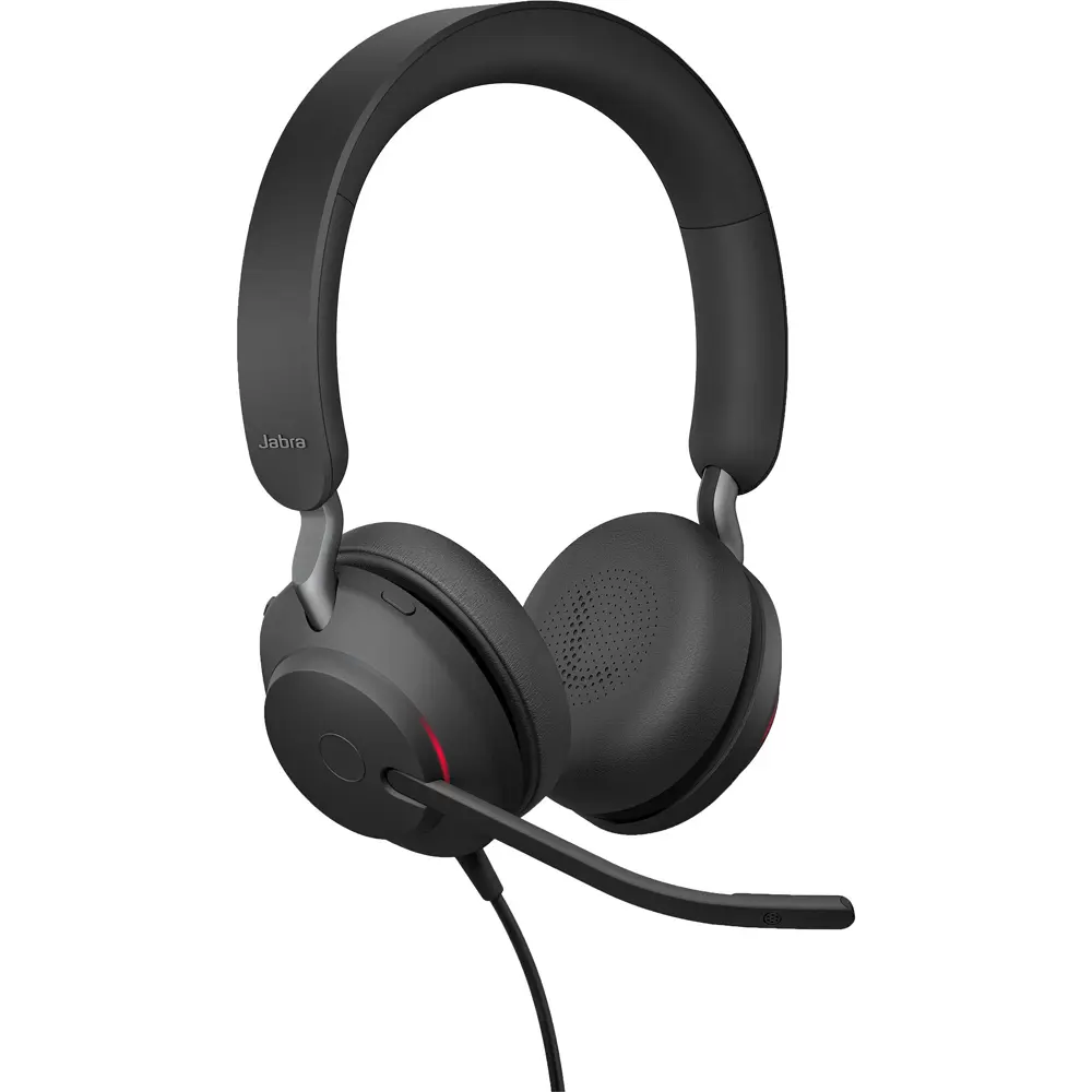 Jabra Evolve2 40 SE Noise-Canceling Stereo Wired On-Ear Headphone with USB-C Extension Cable, Unified Communications Compatible