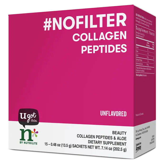 Amway n by Nutrilite No Filter Collagen Peptides Sachets 15 Pack | Collagen Peptides Powder | 15 Sachets | Collagen Drink Mix | Aloe Vera | Lemon Flavor | Nutrilite Collagen | Individual Sachets | Ready to Mix | Original Formula for Adults | 13 g Collagen