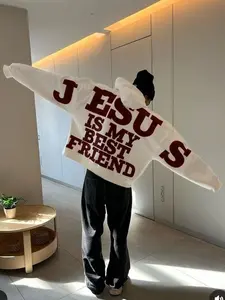 Loose Unisex Hoodie Sweatshirts with Jesus Is My Best Friend Back Print, Casual Aesthetic Fitted Long Sleeve, Fall & Winter Warm Comfortable Streetwear