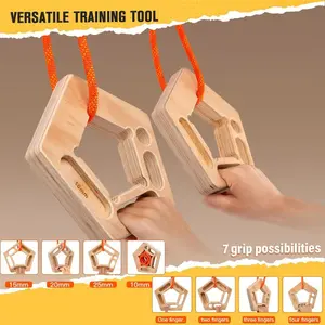 Portable Wooden Climbing Hangboard - This pentagon-shaped finger training board is perfect for indoor/outdoor rock climbing training. With multiple grip positions, it builds finger strength and endurance. An essential lightweight tool for climbers.