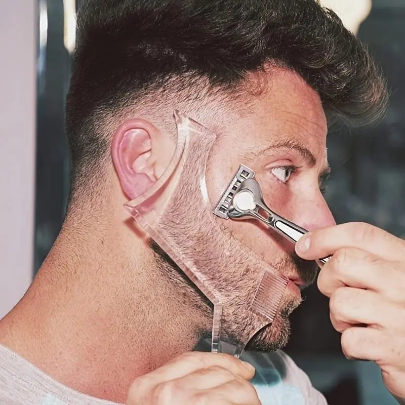 8 in 1 Clear Beard Shaping Tool With Comb, Beard Guide Shaper, Multifunctional Styling Template For Goatee Mustache Sideburn, Grooming Tool Barber Equipment