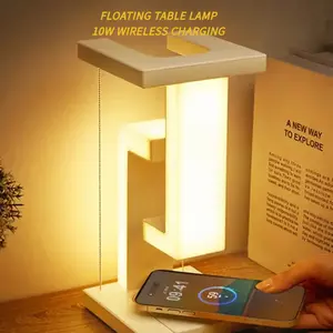 Floating White LED Desk Lamp 3 Level Touch Adjustable Modern Levitating Light For Bedroom Office Desktop Study Nightstand Minimalist Decor