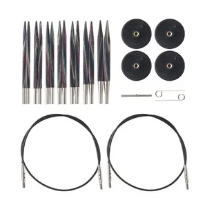 Specialty Craft Tools – Short Interchangeable Square Knitting Needle Set with Cables & End Caps – Foursquare Majestic Options