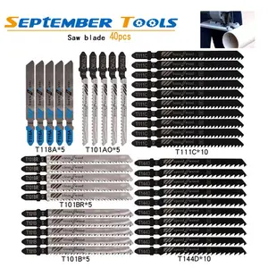 Handle Saw Blade Set with Storage Box, 40-Piece Contractor Jigsaw Blade Set for Wood Plastic Metal Cutting, Compatible with Most Jigsaw Models, Tool