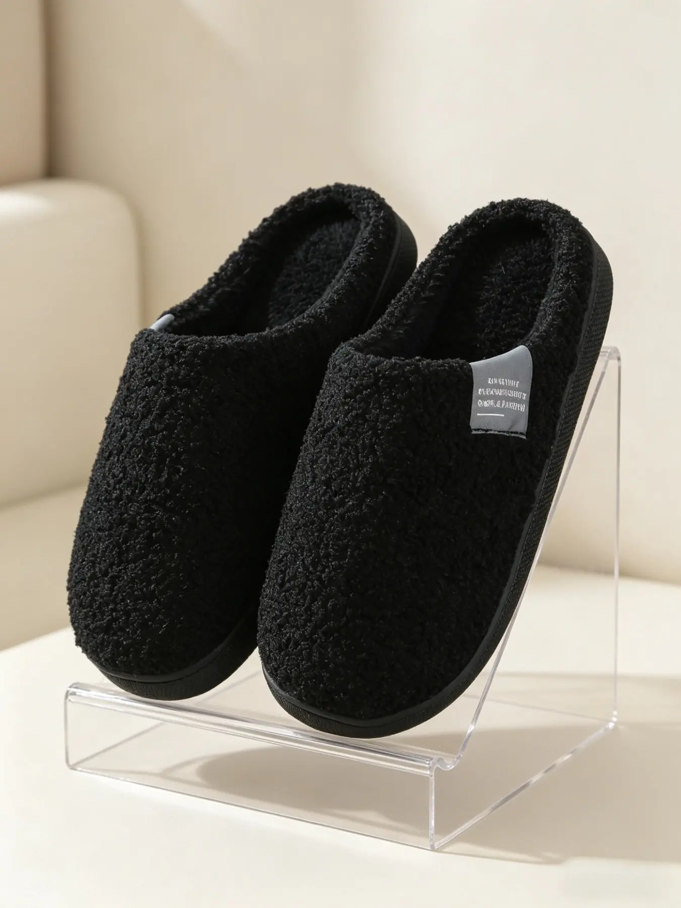 Women's Casual Plush Slippers, Classic Solid Color, Soft Warm Lining, Non-Slip Durable Sole, Perfect for Home, Gifts, Minimalist Style