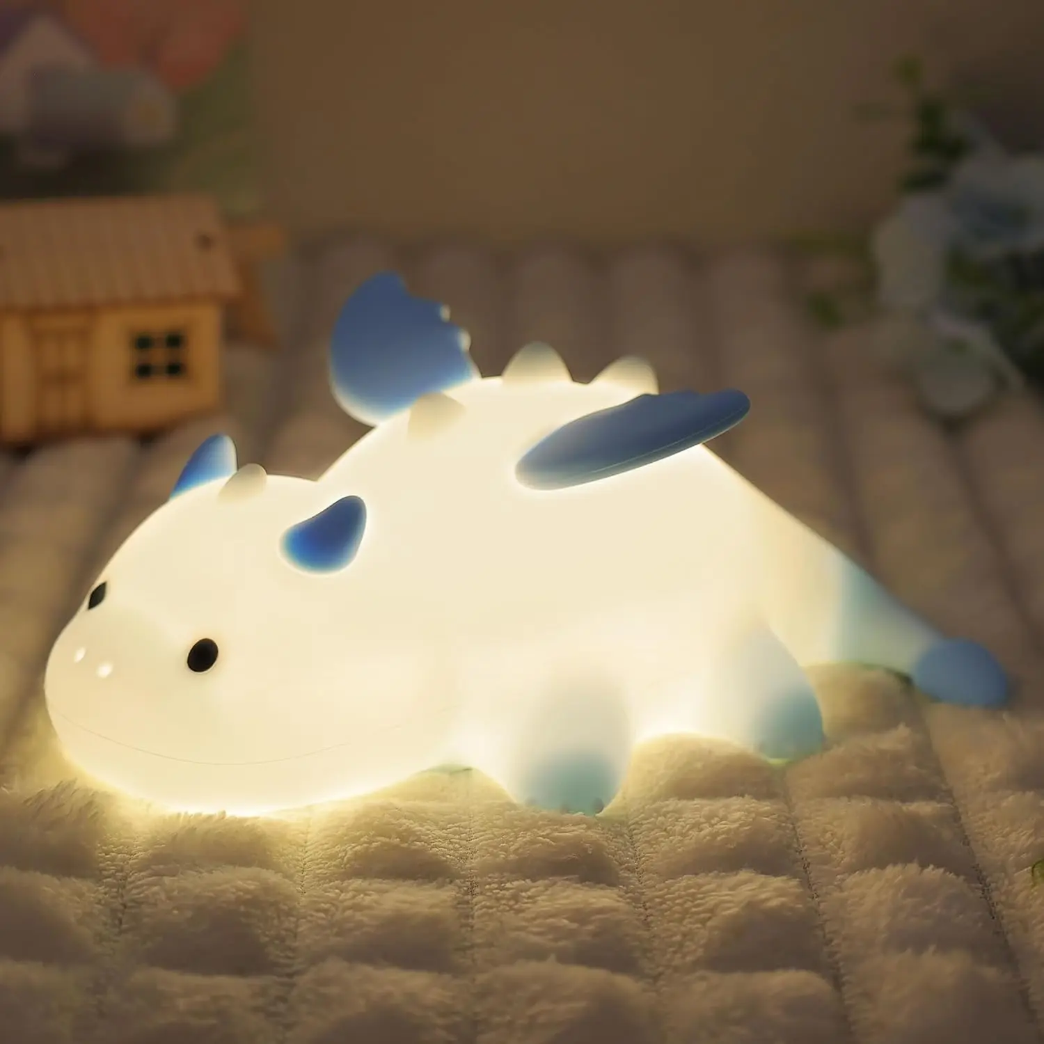 Cute Dragon Night Light, Soft Silicone LED Lamp with 8 Color Changing Lights, Touch Control Bedside Light, Kids Bedroom & Nursery Decor, Birthday & Christmas Gift,home decor