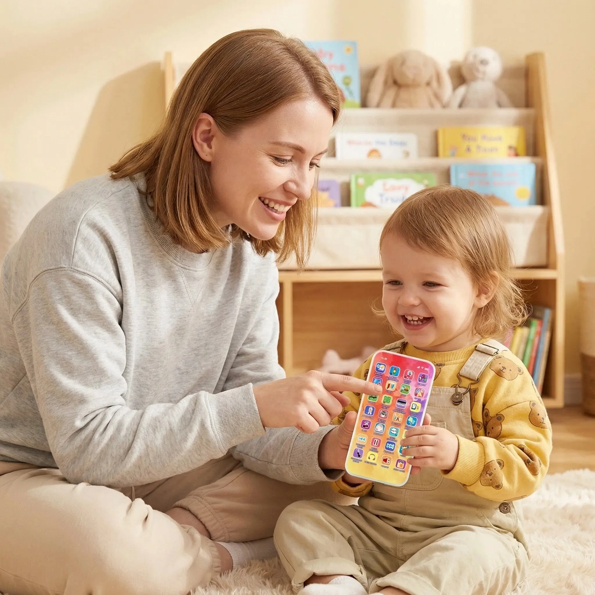 【Back to School】- Kids First Smart Phone Toy for Ages 1-6 | Screen-Free Educational Toy with 28 Interactive Keys, Music, Stories & Pretend Call | Montessori Talking Toy for Early Learning and Parent-Child Interaction Musical Light Up Rattle Maracas Sensor