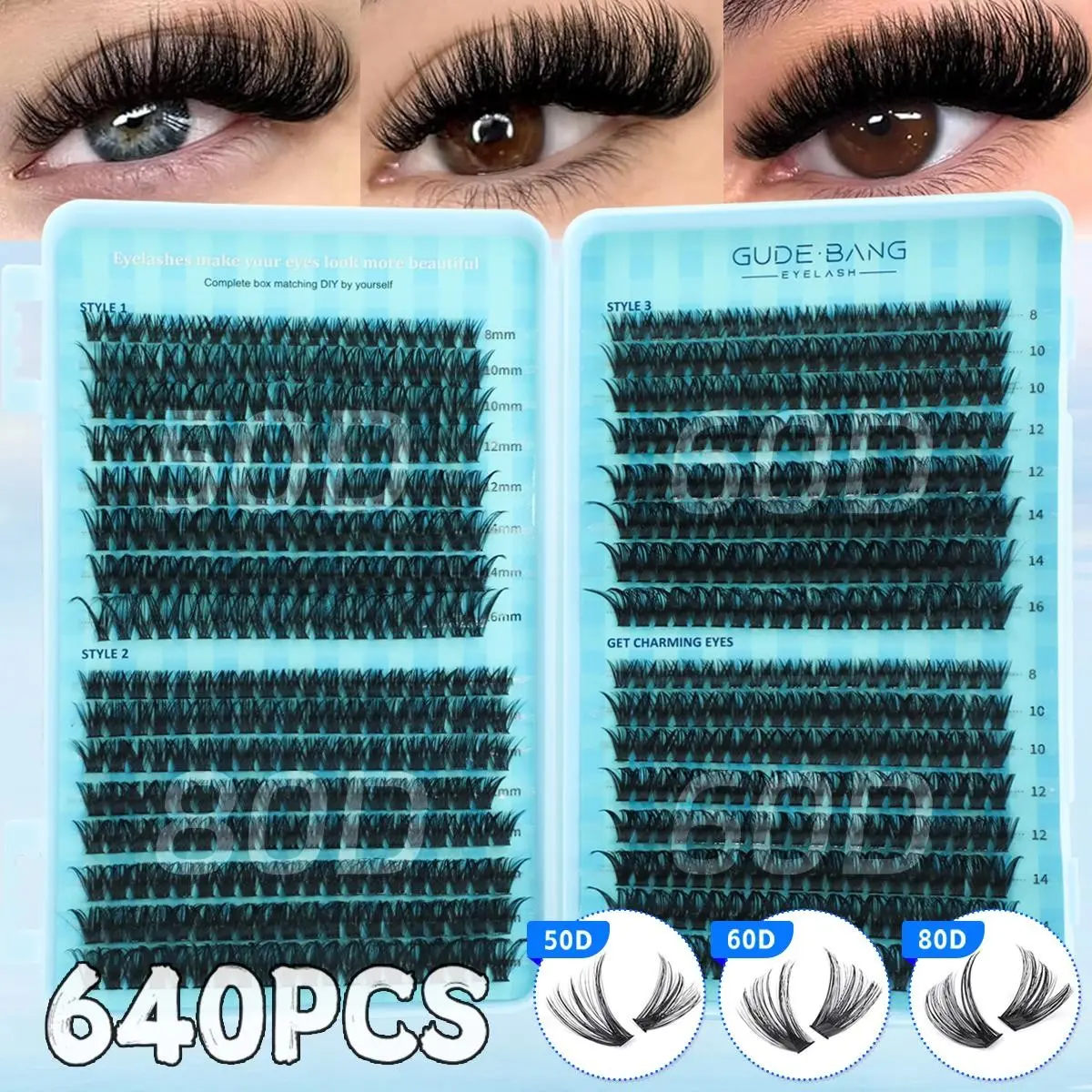 640 lash extensions, homemade false lashes, artificial short-hair false lashes, Diy Personal Lashes, Diy False Eyelashes, D-shaped curly, fluffy, natural and thick single lash bundles, reusable, lightweight and easy to wear, suitable for travel