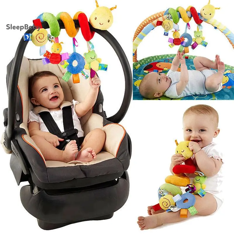 Baby Plush Hanging Spiral Activity Toy - Cartoon Animal Design, Colorful Soothing, 15.75in x 7.87in x 11.42in, Pram/Stroller Accessory, Newborn Gift, Cute, Play, Nursery