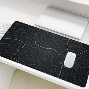 Topographic Pattern Mouse Pad, Rectangle Gaming Mouse Pad, Non-Slip Rubber Base Stitched Edge Desk Pad for Home Office Game Room