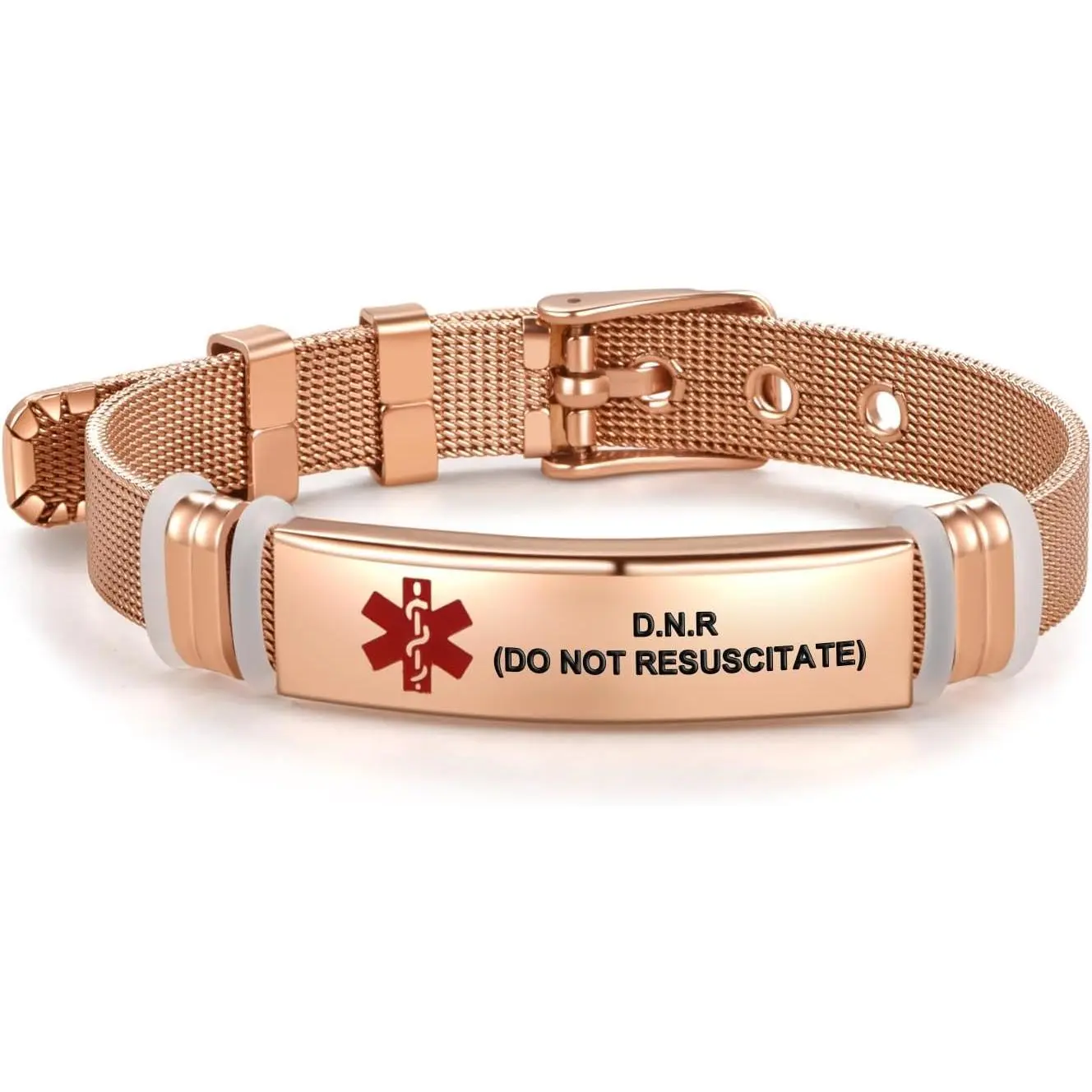 Rose Gold Medical ID Braccelets for Women Men Emergency First Aid Bracelets for Family Friends