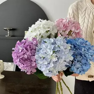 Artificial hydrangea bouquet with vase — artificial hydrangea arrangement with pink, blue, and purple blooms for living room decor, room decorations, aesthetic room decor, girl’s room decor