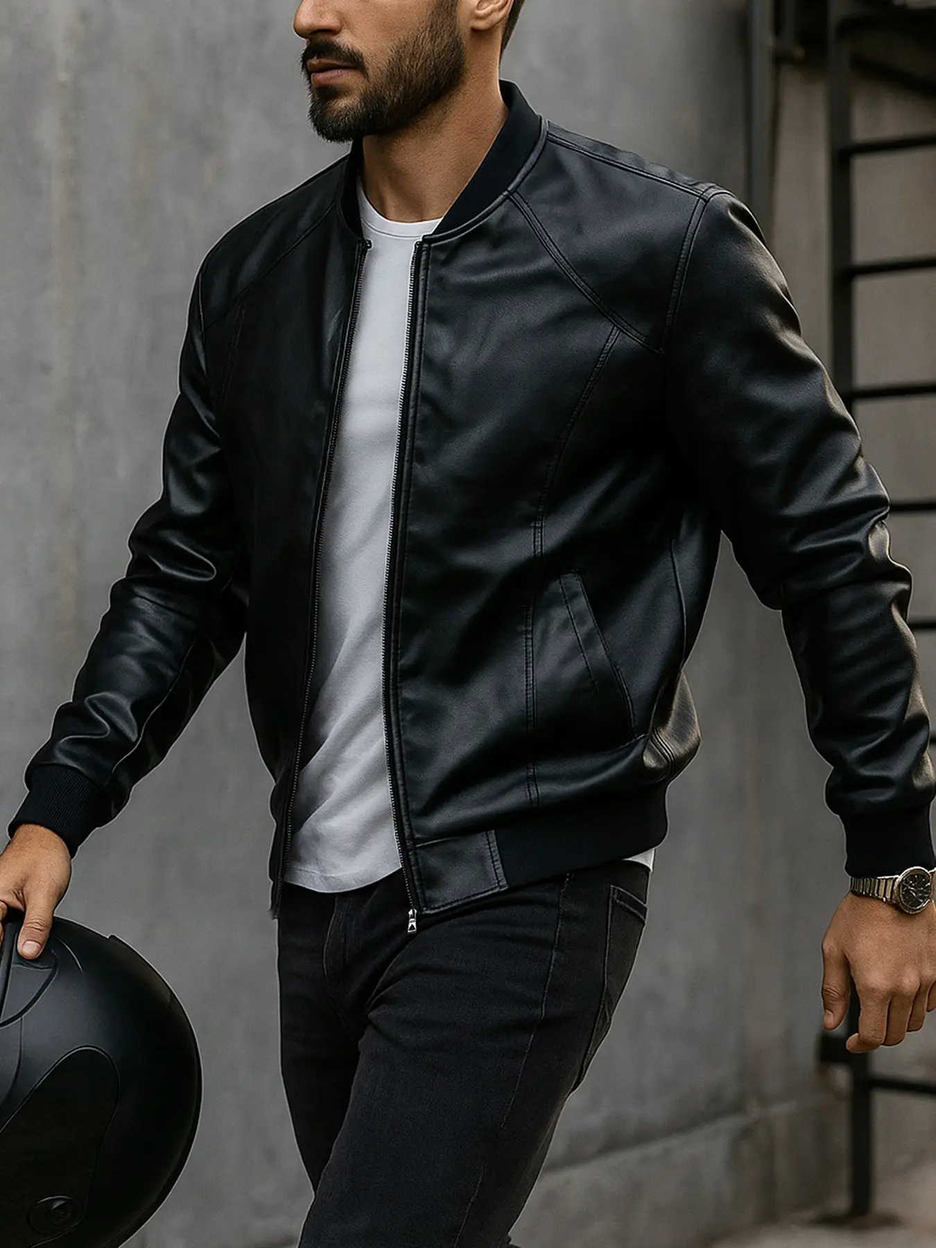 Men's Business Casual Jacket, Fashion Zipper Baseball Coat, Long Sleeve with Side Pockets, Spring & Fall Outerwear, Casual Outerwears, Spring Fall Coats