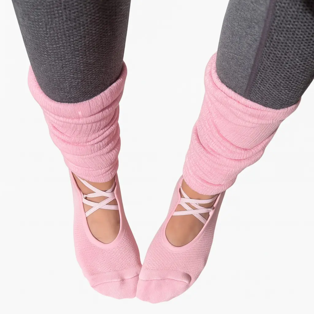 Pink Pilates Yoga SHIPS APRIL 1 Grip Socks Criss Cross Strap Knee High Athletic Compression Socks with Grip for Enhanced Support and Secure Fit