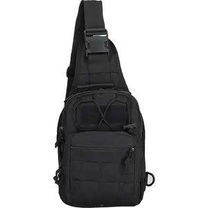 Tactical Outdoor Crossbody | EDC Sling Shoulder Bag |Molle Military Sports Backpacks |Hiking|Travel Backpacks Men's and Women's, Black, {Shipping from USA}