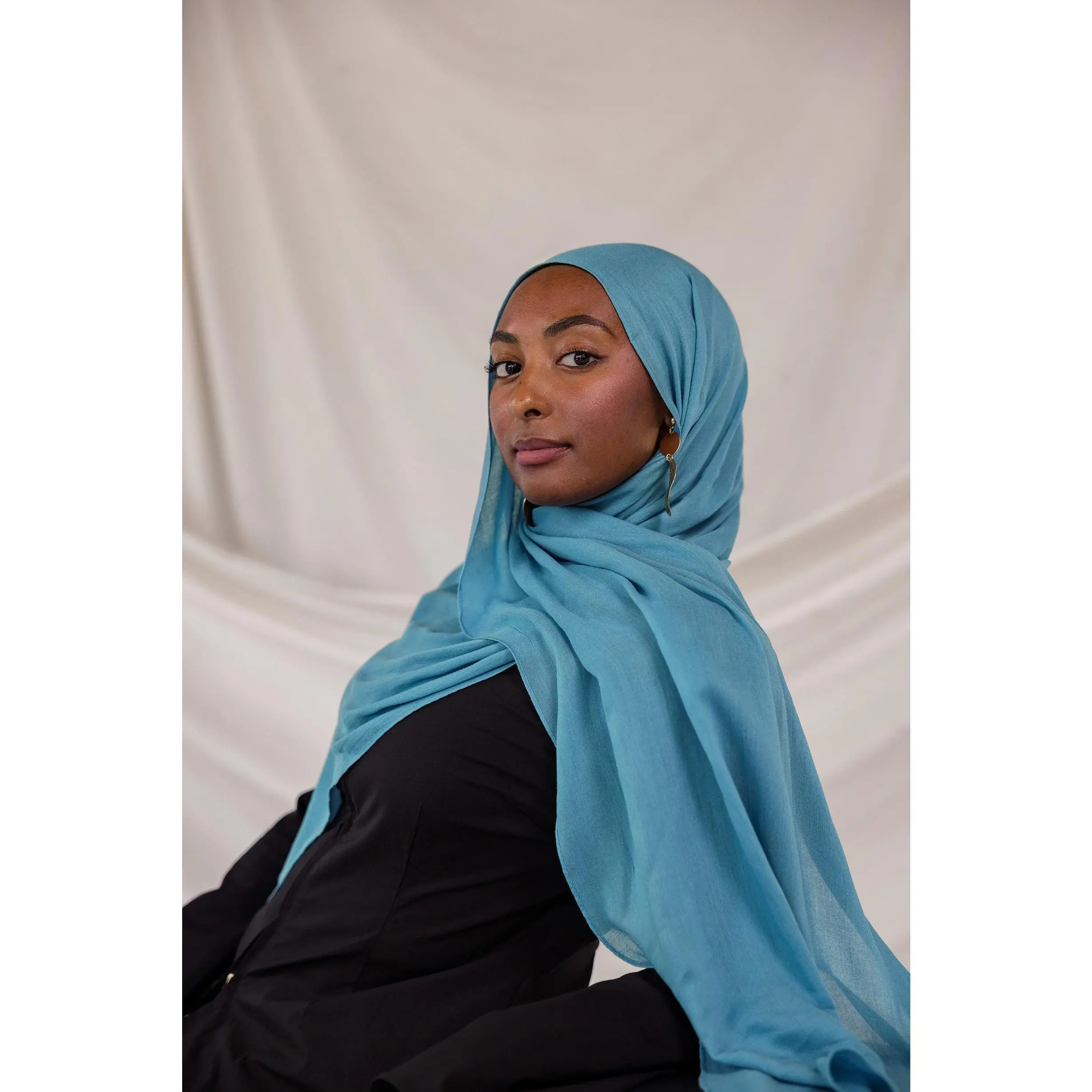 VELA Women's Refined Storm Blue Solid Modal Square Hijab, Breathable Scarf, Versatile for Everyday Layering, Classic Hijab Style, Modal Fabric, Hand Wash