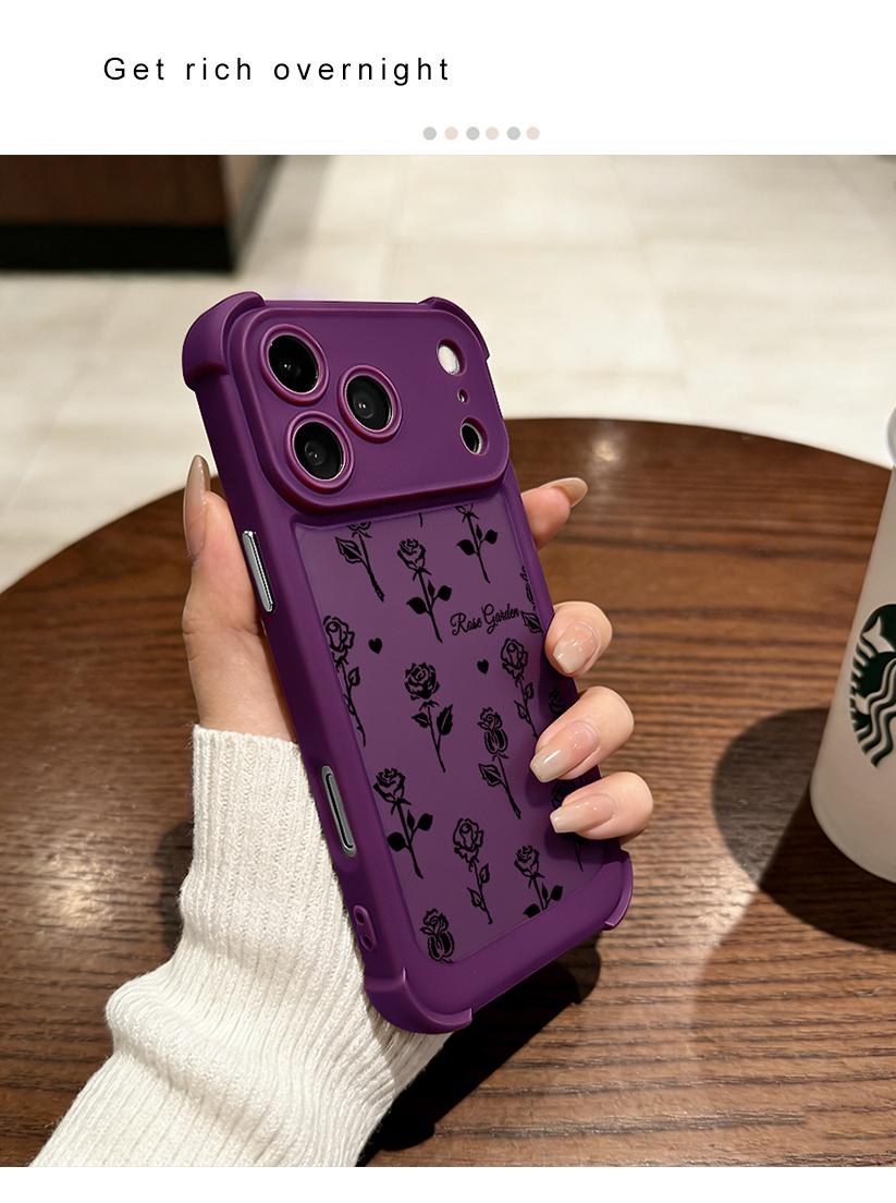 Rose Garden Phone Case Elegant Floral Print Design Compatible with iPhone 17 Pro Max 16 Pro Max 15 Pro 14 13 12 11 Series Simple Color Matching