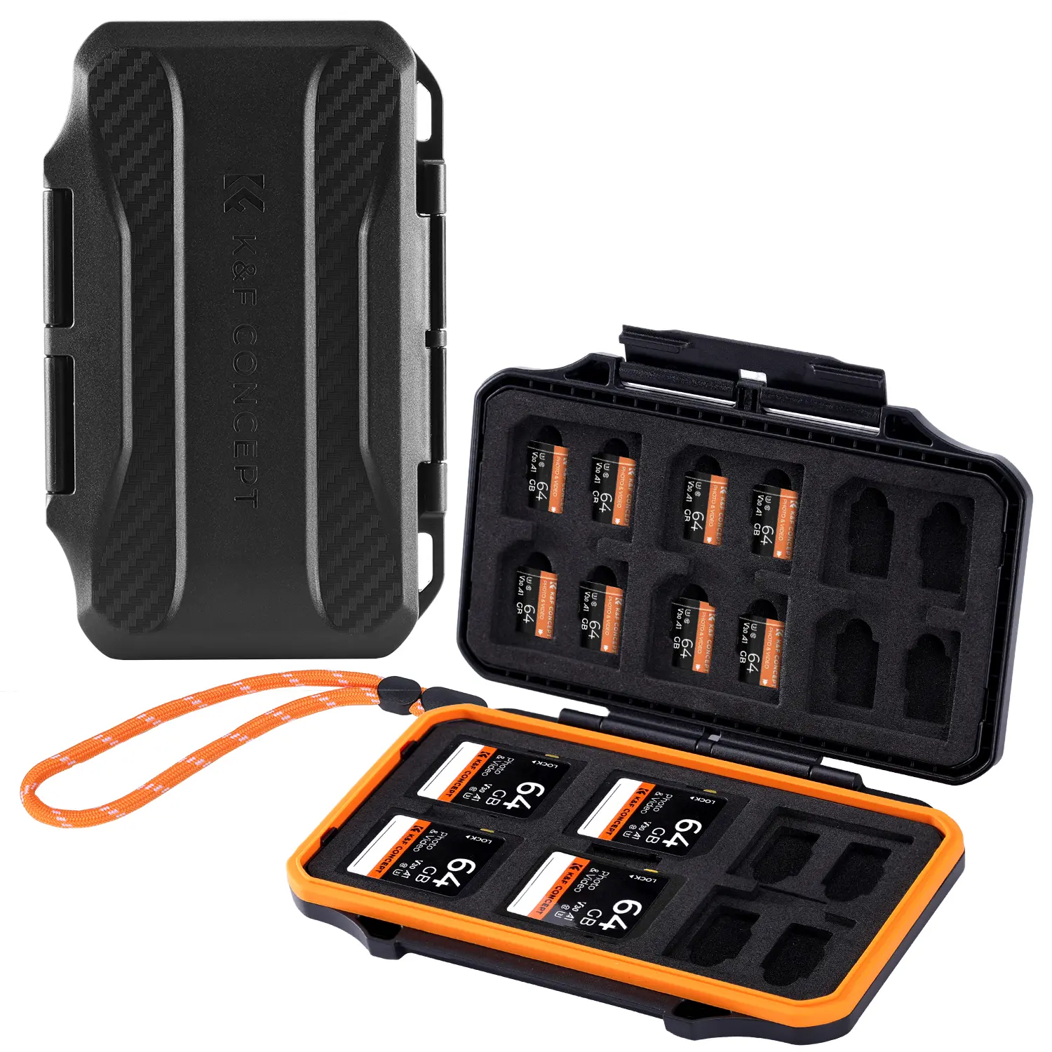 K&F CONCEPT 36-Slot Memory Card Box, Durable Anti-Shock Storage Organizer, Water-Resistant Holder for 24 TF/Micro SD and 12 SD Cards (Supports SDXC/SDHC)