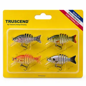 TRUSCEND Easy Catch SwimMax Artificial Fishing Lures - 6-Segment ABS Material, BKK Ultra Sharp Treble Hooks, 3D Realistic Eyes, Simulation Fisherman Diving Lures for Bass, Trout