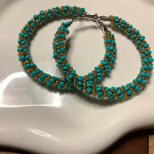 Authentic Beaded Wire Wrapped Hoop Earrings Hand-Wrapped Wire Custom Beads Statement Jewelry Unique Touch for Any Outfit