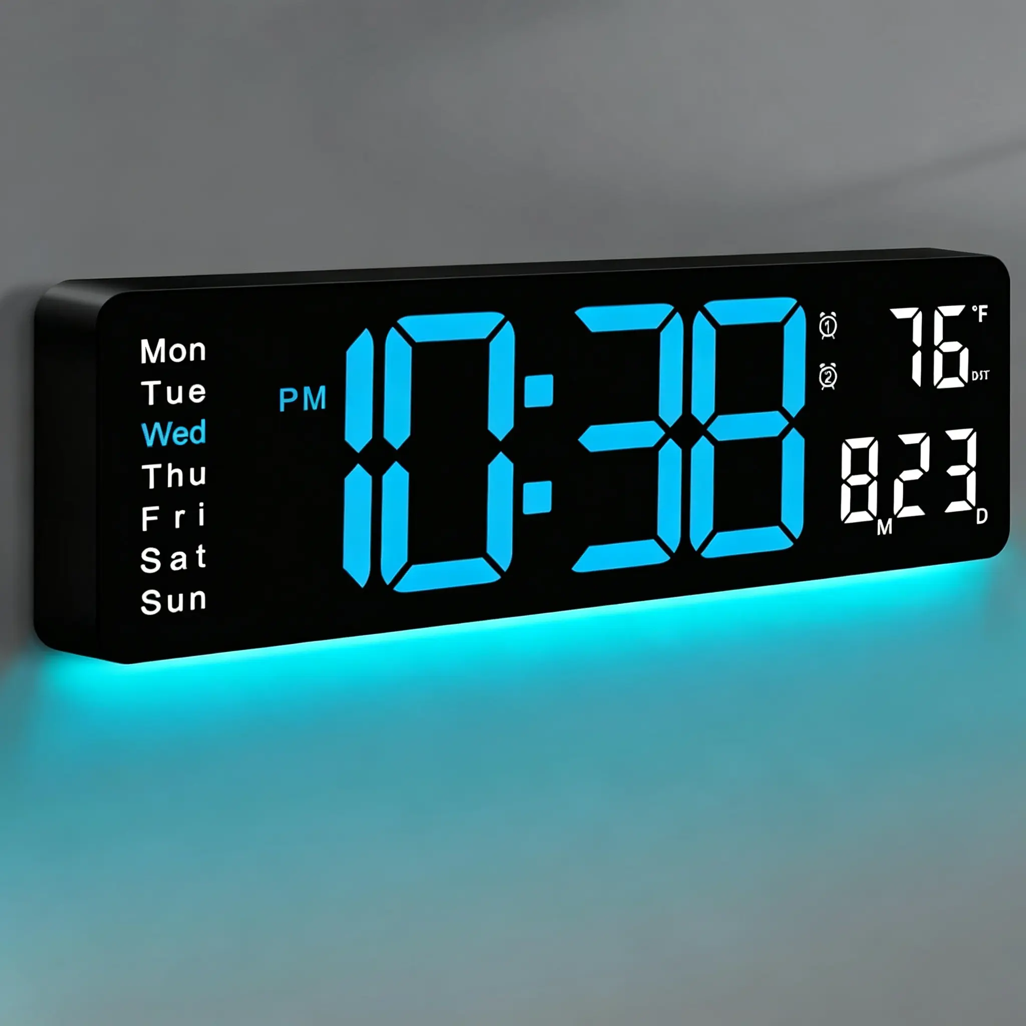 LED Digital Clock with Mount, Switch, USB Port, Large Dimmable Display, Countdown, DST, Date, Week, Temperature - Home Decor Item, House Accessory, Desk Accessory for Bedroom - Room Inspo, Cool Room Decor Modern Gift