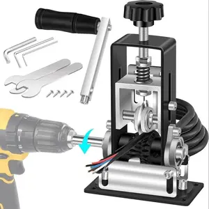 Manual Wire Stripper Machine, 1 Set Adjustable Wire Stripper Machine, Drill Powered Cable Wire Peeler Stripping Tool for Scrap Copper Wire Cable Recycling