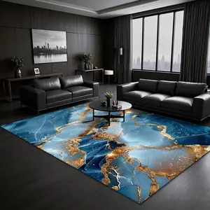 Creative Marble Pattern Floor Mat, Rectangle Home Decor Carpet, Non-slip Floor Mat for Living Room Bedroom Home Decor