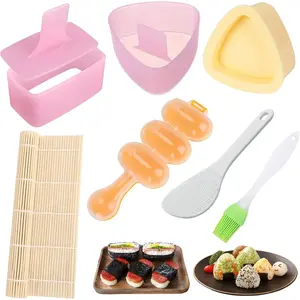 7Pcs Onigiri Mold Set, Rice Mold Musubi Maker Kit, Non Stick Spam Musubi Maker Press Rice Ball Mold Shake Sushi Maker Tool for Bento Lunch and Home DIY Hand Tools Kits - Home Improvement