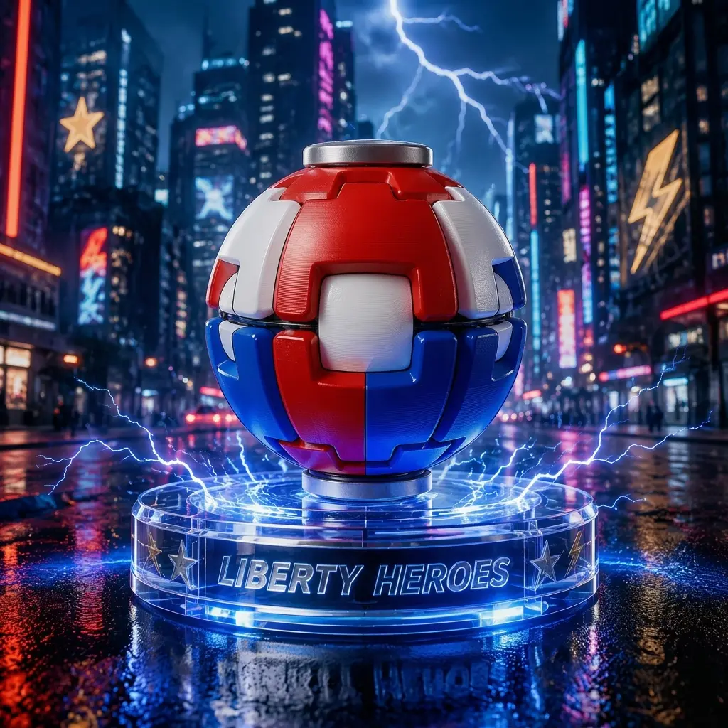 Press-to-Spin Liberty Heroes Sphere - 3D Printed Stress Relief Item, Festive Party Bag Gift for Home & Party Supplies