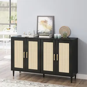 【Wooden storage cabinet】Kitchen Buffet Cabinet with Storage , Coffee Bar Cabinet with Adjustable Shelves for Living Room, Entryway