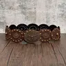 Women's Bohemian Western Style Wide Waist PU Leather Fashion Belt, Rivet Decor, Versatile Accessory for Parties & Daily Wear, Coffee Brown