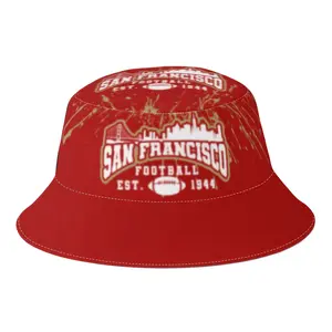 San Francisco Football Print Bucket Hat Compatible for Unisex Lightweight Reversible Sun Hat with Football Fan, Machine Washable, for Fishing, Hiking, Camping, Outdoor Activities