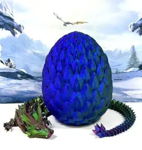 3D Printed Dragon with Egg, Articulated Crystal Dragon, 24 Inches Fidget ADHD Autism Toy D014-RGB-24