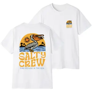 Salty Crew Sunset Pelican T-Shirt, Bold Beach Graphic with Seaside Pelican, Ocean Waves, and Tropical Vibes, Perfect for Surfers, Ocean Lovers, and Coastal Adventurers, Trendy Shirt