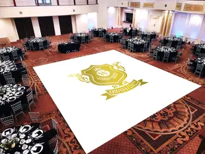Custom Decal Dance Floor Wrap Gloss White Removable Vinyl with Printed Initial Monogram Logo Design for Wedding Sticker Print Wrap Decorative Ornaments
