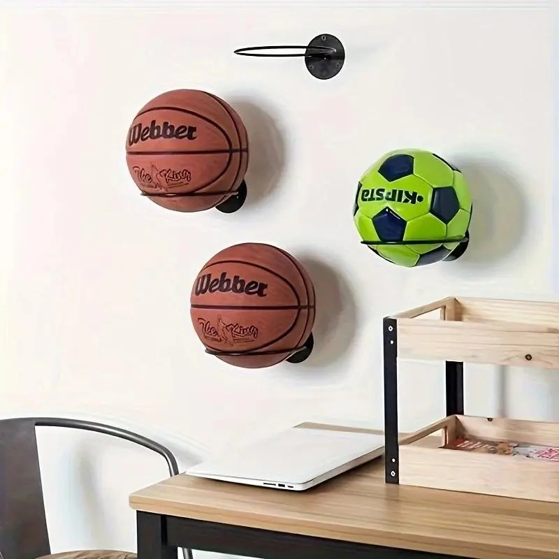 Basketball Holder, Wall Mounted Basketball Storage Rack, Multipurpose Ball Display Rack, Display Shelf, Home Organizer for Living Room Bedroom Office, Display Risers Stand