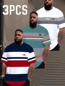 Men's Casual Loose-Fit Short Sleeve T-Shirt Set, All-Over Print, Perfect for Daily Wear, Sports, Business, Holiday Gifts