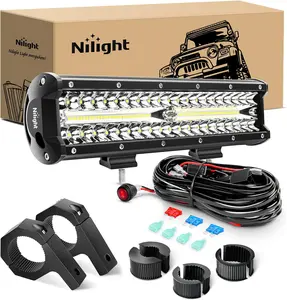 Nilight 12Inch 300W LED Light Bar Triple Row Flood Spot Combo Aluminum Housing IP67 Waterproof 30000LM tailgate light strip  Brightness