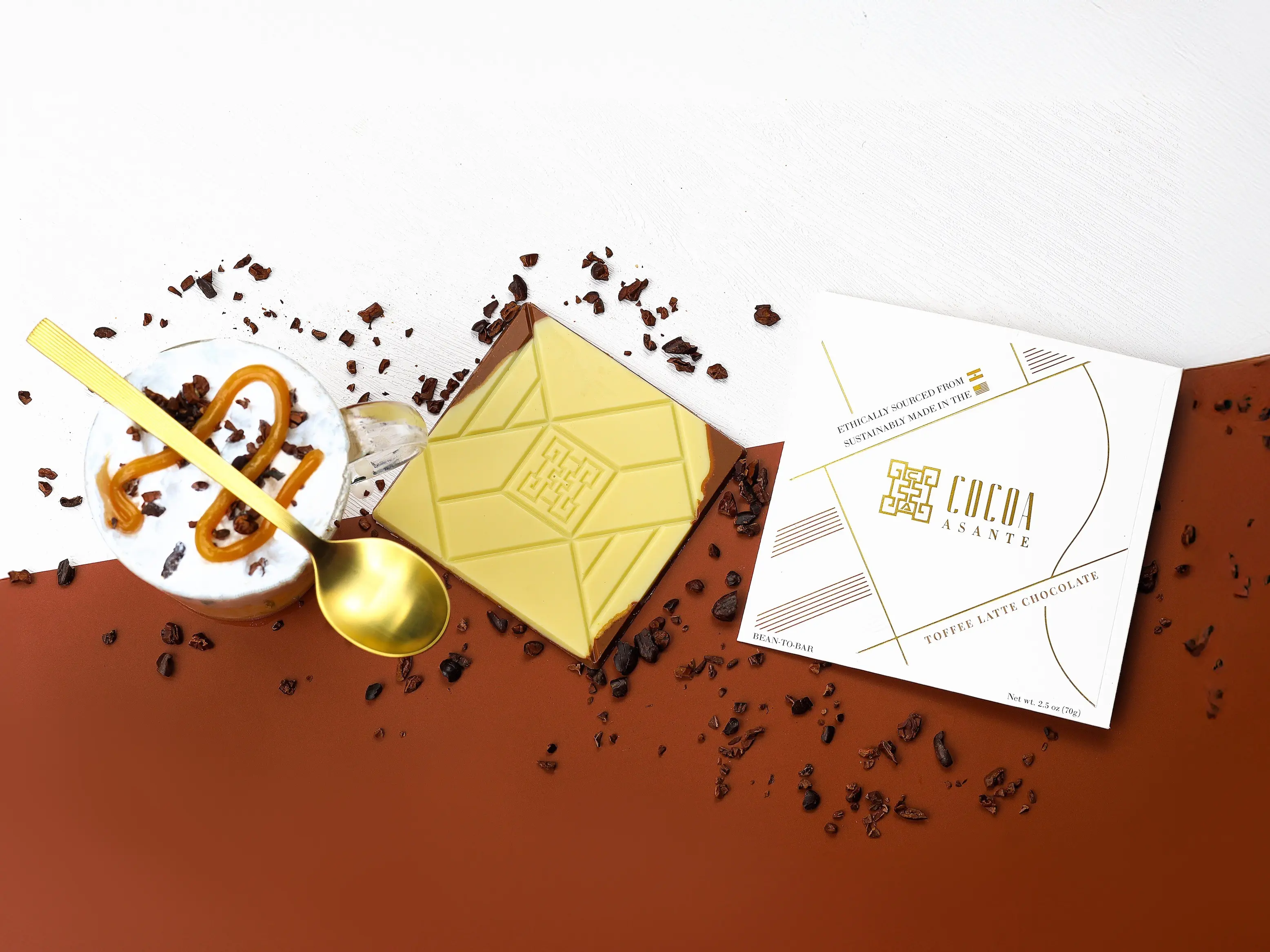 Cocoa Asante | TOFFEE LATTE CHOCOLATE BAR SET | Ethically Sourced Bean-to-bar Chocolate (2 Bars)