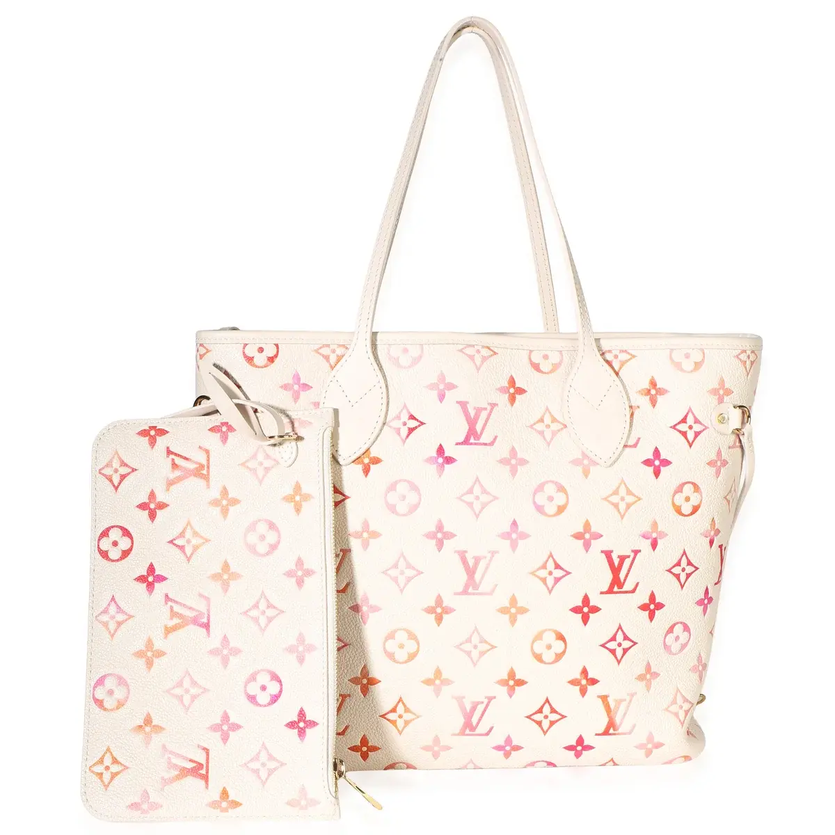 Pre-owned Louis Vuitton LEATHER Tote bags NY157764 Sunrise Aquarelle Monogram Empreinte Neverfull Mm