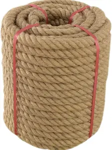 Jute Rope (1 in X 100 ft), 25mm Thick Twisted Manila Ropes, Natural Heavy Duty Hemp Rope for Swing Bed, Crafts, Railing, Tug of War, Landscaping
