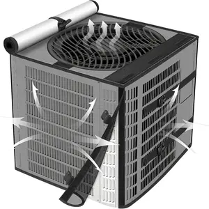 2 in 1 Full Mesh Air Conditioner Cover, 24" W x 24" D x 30" H Breathable Mesh AC Covers for Outside, Air Conditioner Covers for Outside with  Top AC Cover for  Seasons, Black