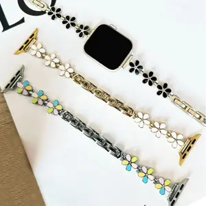 Flower Design Adjustable Watch Band, Fashionable Floral Watch Band for Women, Smartwatch Watch Accessories Compatible with Apple Watch Series, Wearable Smart Watch Straps, Wearable Accessory