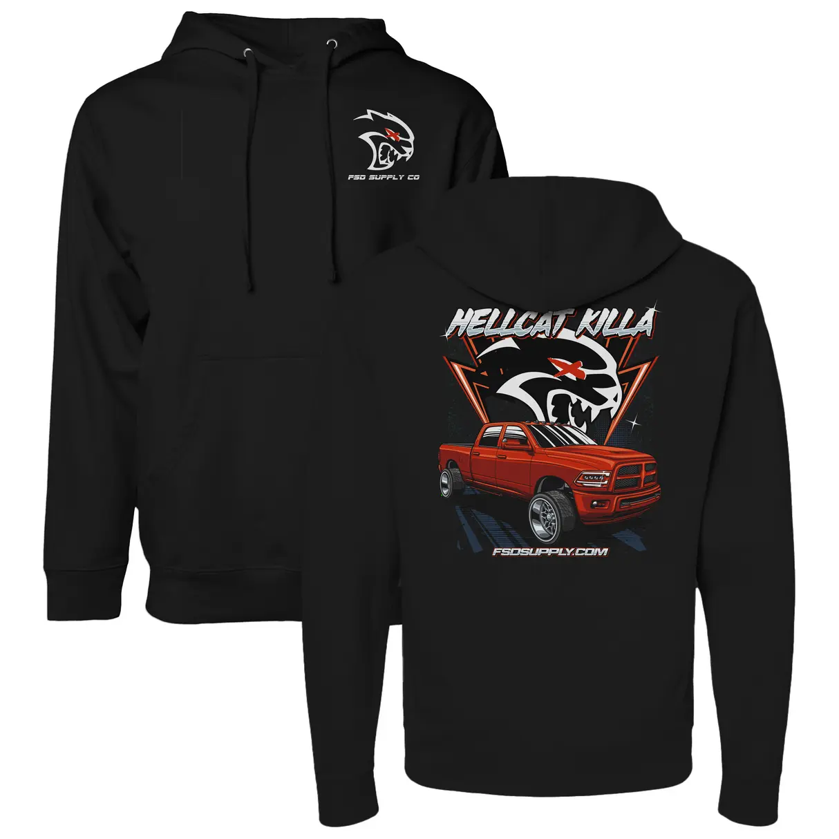 Hellcat Killa Truck 2 Sided Hoodie For Men Women Unisex Graphic Tee Streetwear Casual Top Clothing Menswear Outfits .