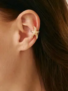 Creative Metal Textured Starfish Ear Cuff, Unique Geometric Design, Casual Style, No Choking Hazard, All Seasons Wear, Earcuff