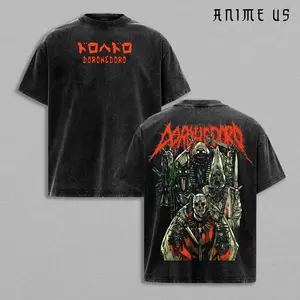 Dorohedoro Caiman Nikaido Death Metal T-Shirt, Dark Grunge Manga Graphic Tee, Ebisu Cross-Eyes Design, Vintage Washed Oversized Streetwear Shirt